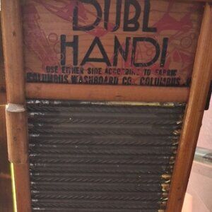 Vtg Dubl Handi Bicentennial Washboard Farmhouse Country Folk Art Wall Cabinet